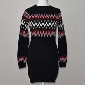 VENUS Women's Black Color Block Sweater Dress XS – Red/White/Gold Accents, NWOT